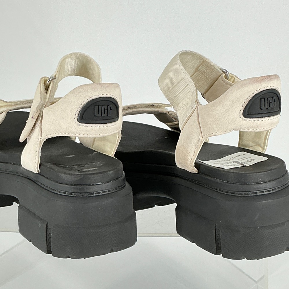 UGG Womens Size 9 Slide White Leather Chunky Lug Platform Sandal NEW Ashton $187 - Picture 9 of 15